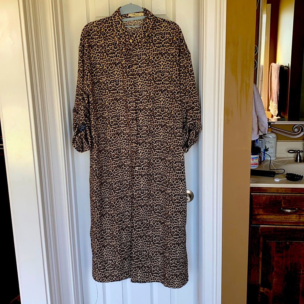Ladies Boutique Leopard Dress Large Molly Green NWOT